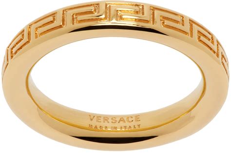 gold greek key ring versace|Versace Engraved Greek Key Ring for Men .